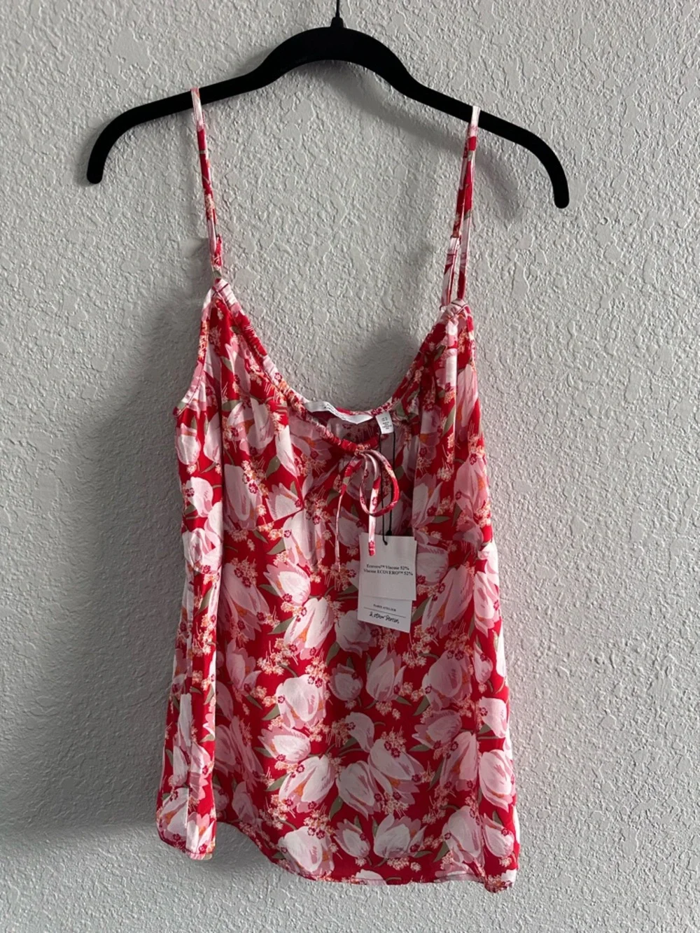 & Other Stories Floral Camisole Top Red‎ Pink Ecovero Viscose NWT Size 12